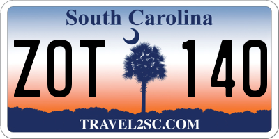 SC license plate ZOT140