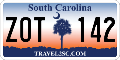 SC license plate ZOT142