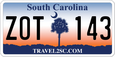 SC license plate ZOT143