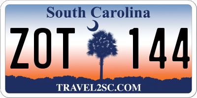 SC license plate ZOT144