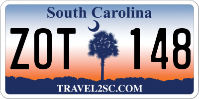 SC license plate ZOT148