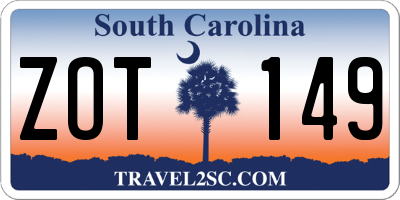 SC license plate ZOT149