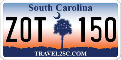 SC license plate ZOT150