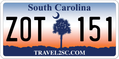 SC license plate ZOT151