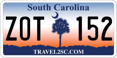 SC license plate ZOT152