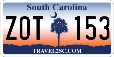 SC license plate ZOT153