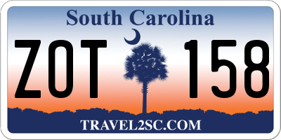 SC license plate ZOT158