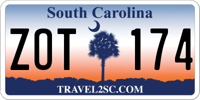 SC license plate ZOT174