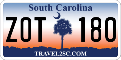 SC license plate ZOT180