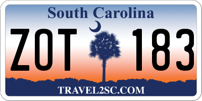 SC license plate ZOT183