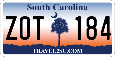 SC license plate ZOT184