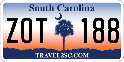 SC license plate ZOT188