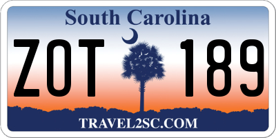 SC license plate ZOT189