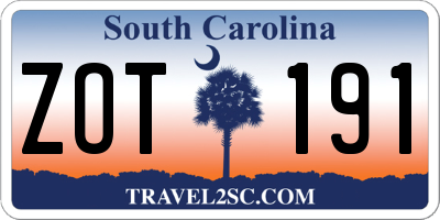 SC license plate ZOT191