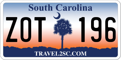 SC license plate ZOT196