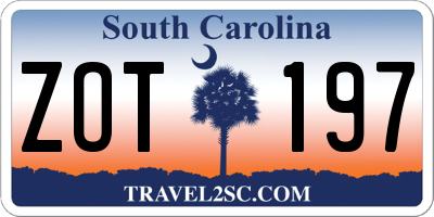 SC license plate ZOT197