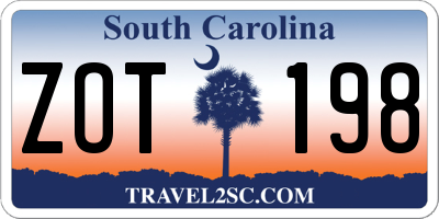 SC license plate ZOT198