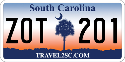 SC license plate ZOT201