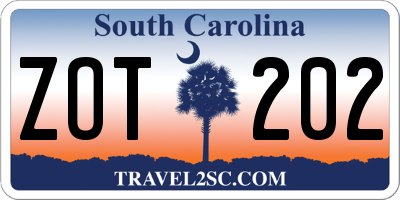 SC license plate ZOT202