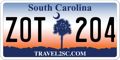 SC license plate ZOT204