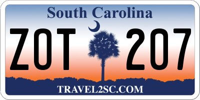 SC license plate ZOT207