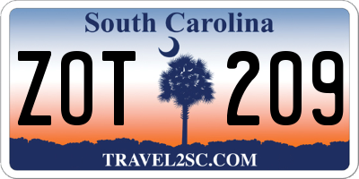 SC license plate ZOT209