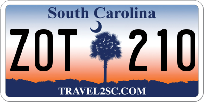 SC license plate ZOT210