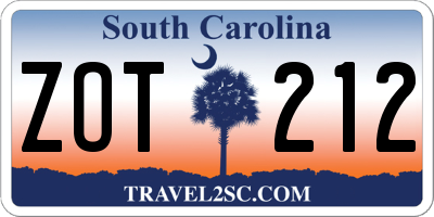 SC license plate ZOT212