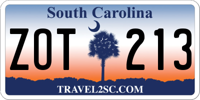 SC license plate ZOT213