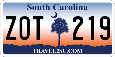 SC license plate ZOT219