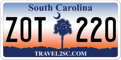 SC license plate ZOT220