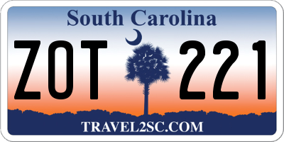 SC license plate ZOT221