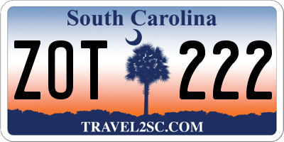 SC license plate ZOT222