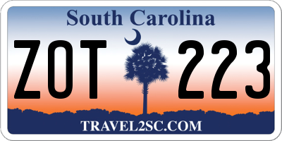 SC license plate ZOT223
