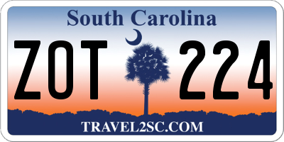 SC license plate ZOT224