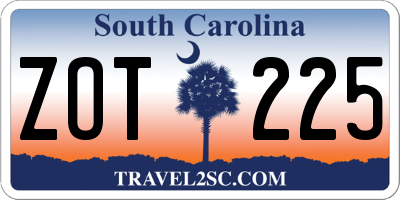 SC license plate ZOT225