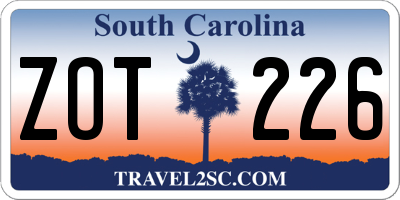 SC license plate ZOT226