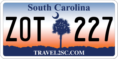 SC license plate ZOT227