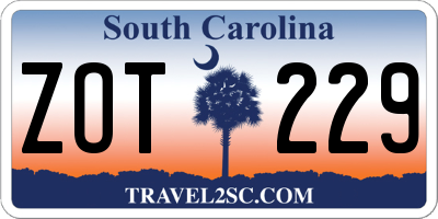 SC license plate ZOT229