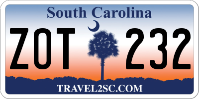 SC license plate ZOT232