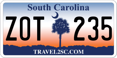 SC license plate ZOT235