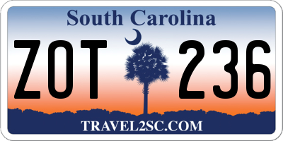 SC license plate ZOT236