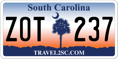 SC license plate ZOT237