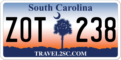 SC license plate ZOT238