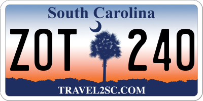 SC license plate ZOT240