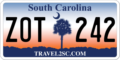 SC license plate ZOT242