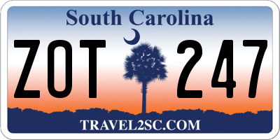 SC license plate ZOT247