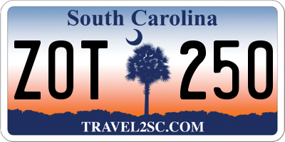 SC license plate ZOT250