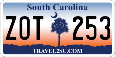 SC license plate ZOT253
