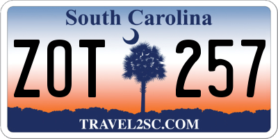 SC license plate ZOT257